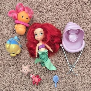 Disney Ariel Mermaid Doll Set with Red Hair and Green Tail
